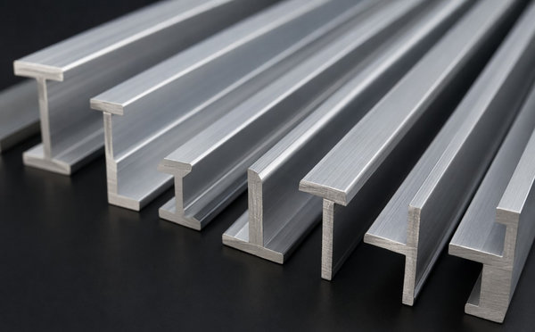 Aluminum alloy extrusion profiles with T and Z cross sections in parallel rows