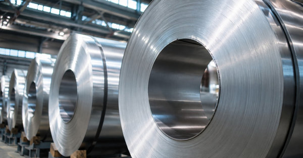 Coils of cold-rolled stainless steel foil with bright metallic surfaces
