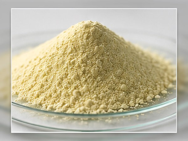 Fine pale gallium oxide powder arranged in a laboratory glass dish.