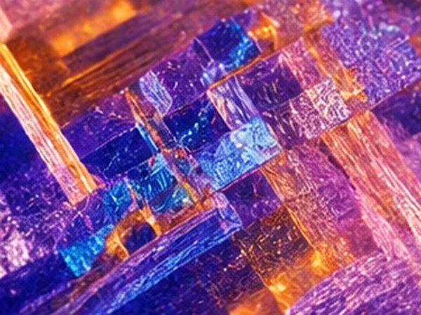 Colorful crystalline microstructure representing compositionally engineered oxide materials.