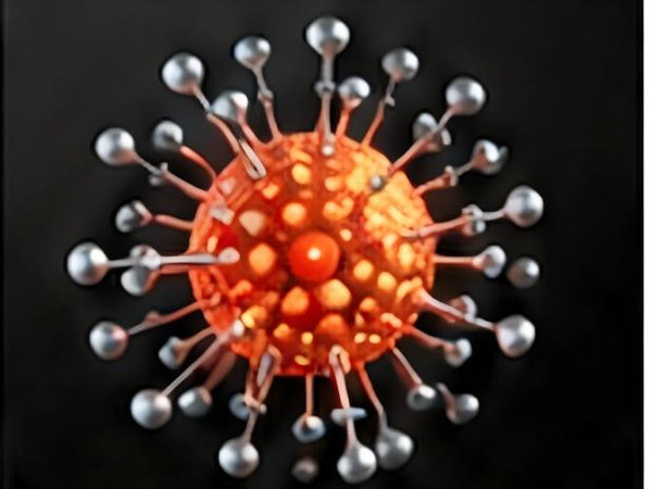 Spherical quantum dot illustration surrounded by outward-facing hydrophobic ligand chains.