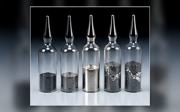Sealed ampoules containing controlled portions of compound evaporation material for comparative deposition studies.