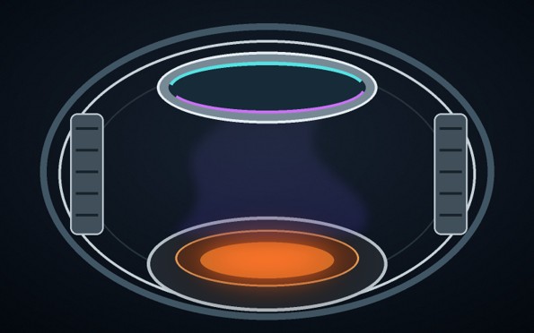 Vacuum deposition chamber illustration with a glowing source and substrate above the vapor path.
