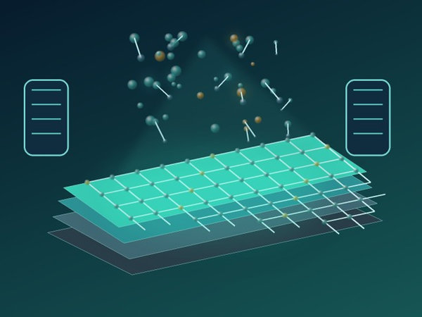 Layered nanomaterial interface illustrating conversion of precursors into functional coatings.