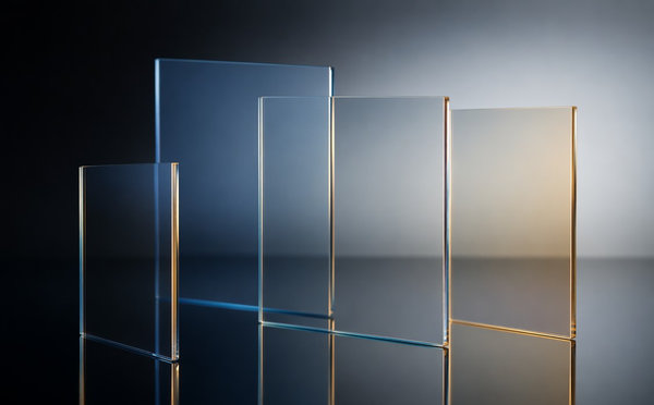 Transparent conductive oxide coated glass sheets with a subtle blue-amber tint
